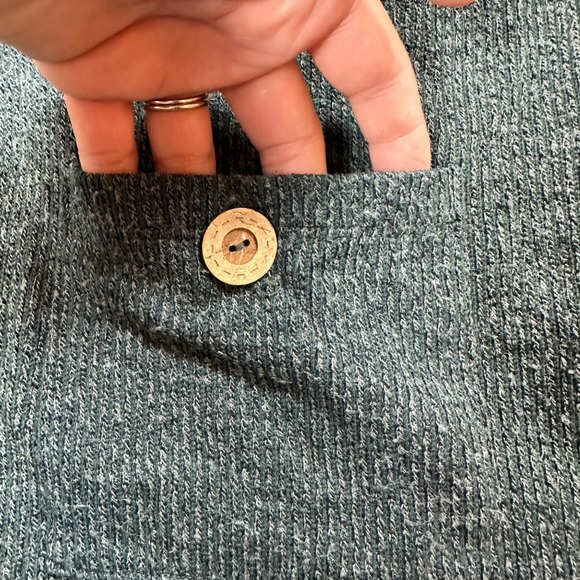 CURE Womens Green Ribbed 3/4 Sleeve Sweater Knit Top Size L Pockets - Picture 8 of 9